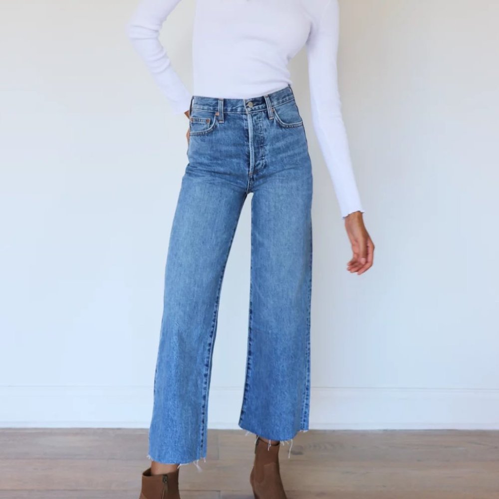 Aritzia Denim Forum The Farrah High Rise Wide Jean